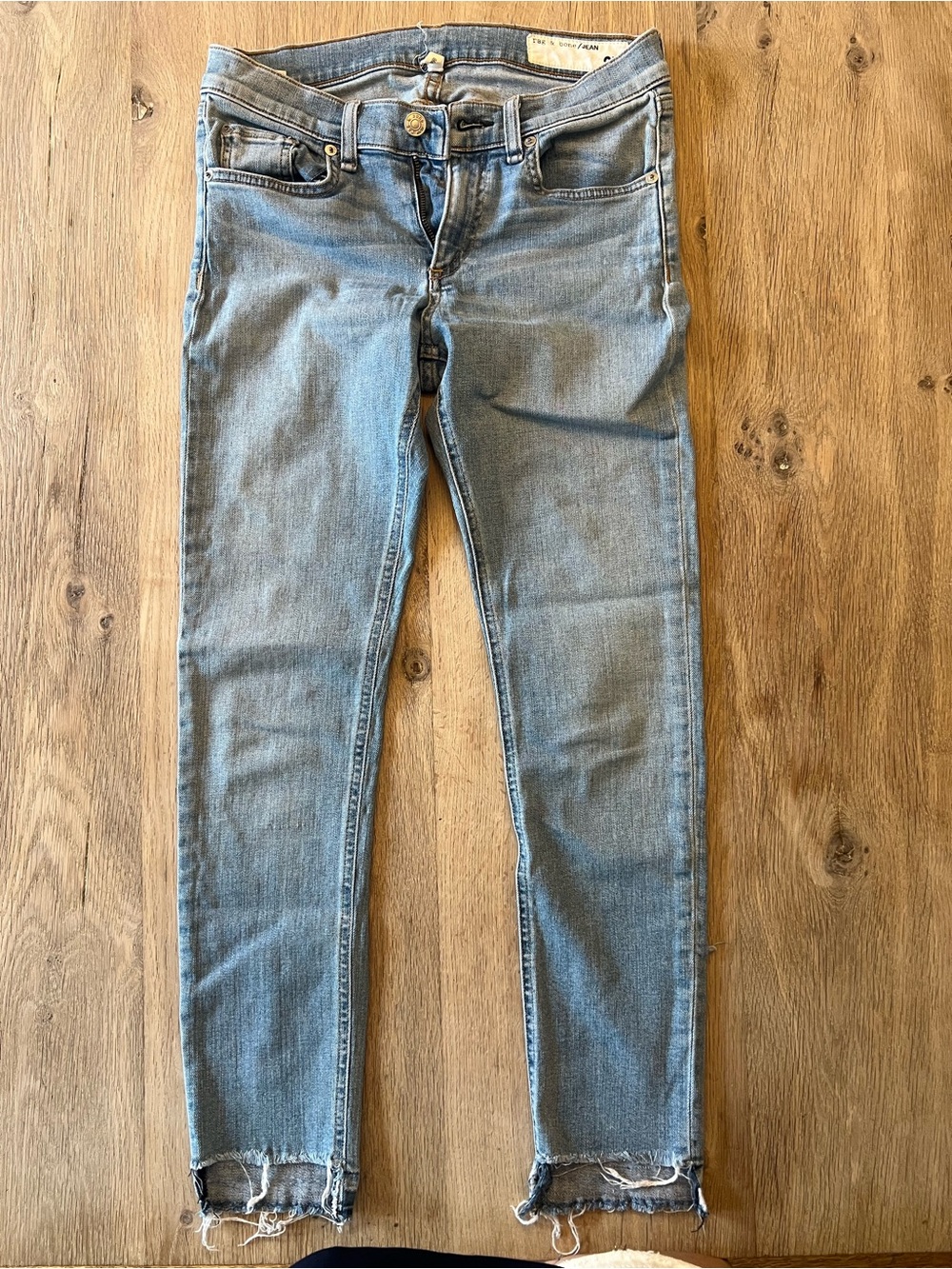 Rag & Bone/JEAN Light Wash Skinny Jeans Raw Hem Size 27 Y2K
